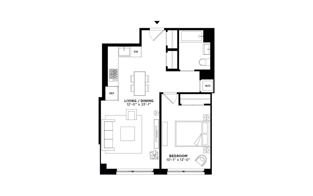 N/S.408-N/S.507 - 1 bedroom floorplan layout with 1 bath and 660 to 661 square feet.