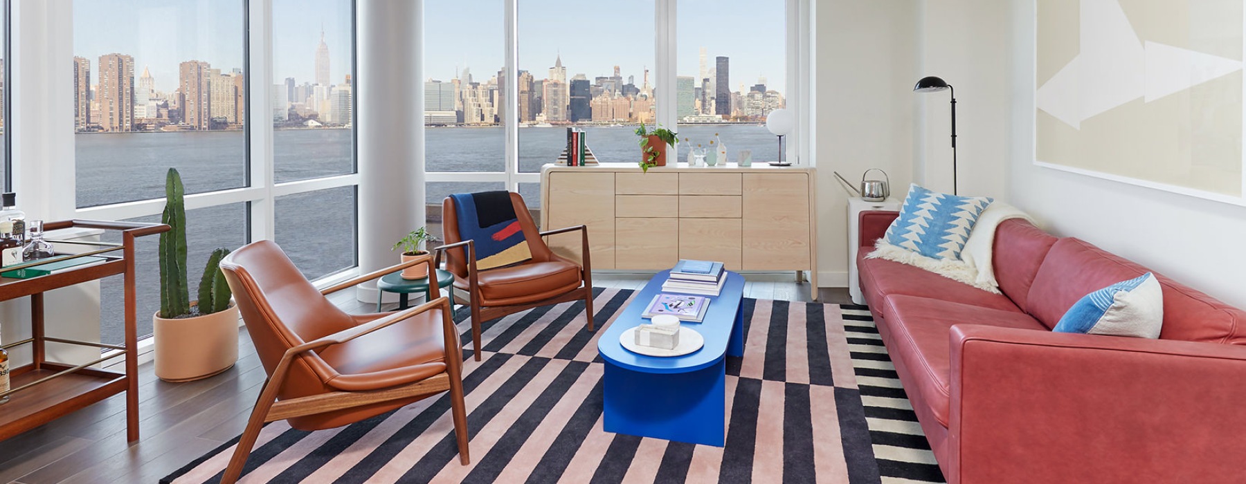 open living room with large windows
